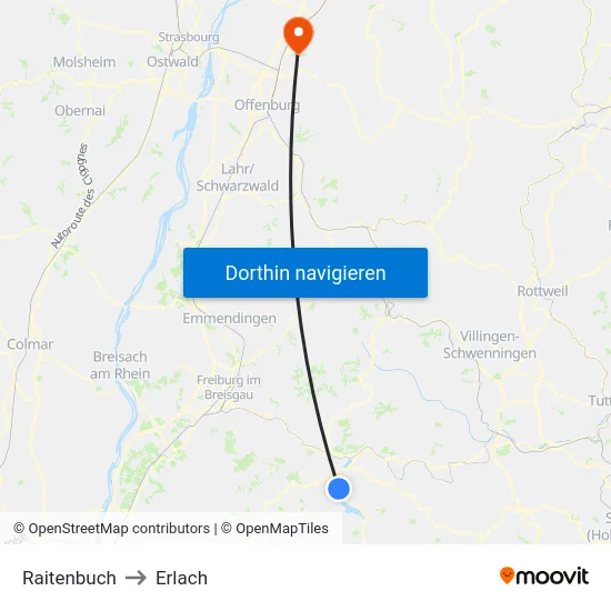 Raitenbuch to Erlach map