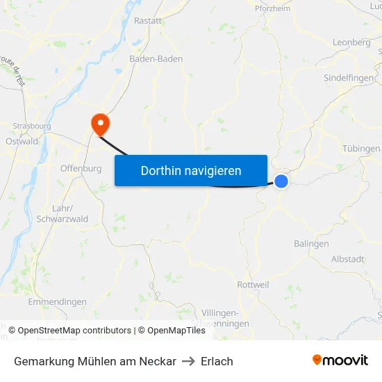 Gemarkung Mühlen am Neckar to Erlach map