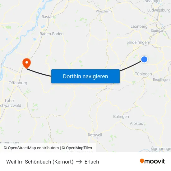 Weil Im Schönbuch (Kernort) to Erlach map