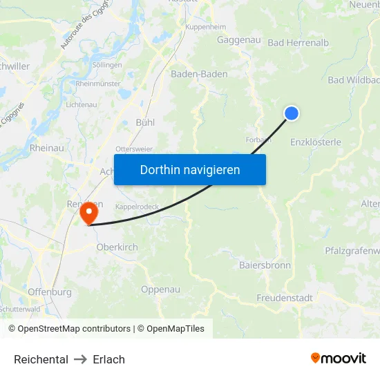 Reichental to Erlach map