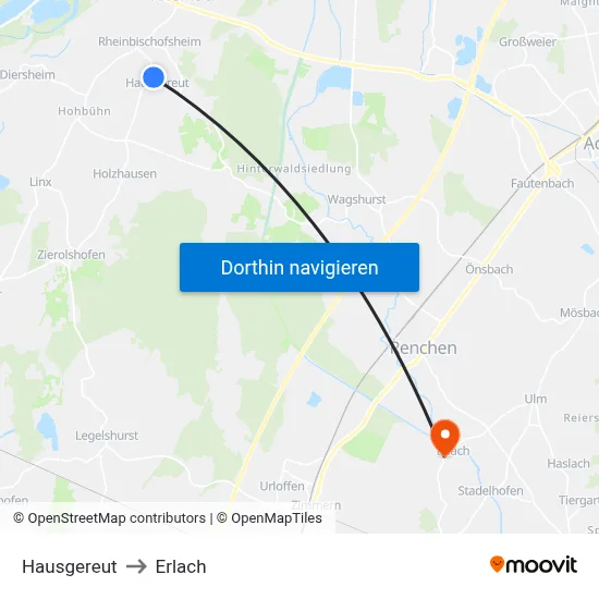 Hausgereut to Erlach map