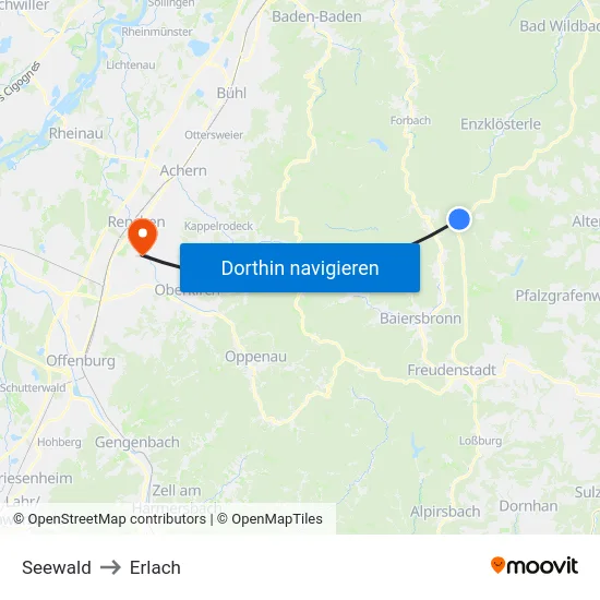 Seewald to Erlach map