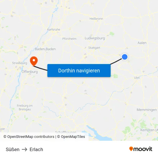 Süßen to Erlach map