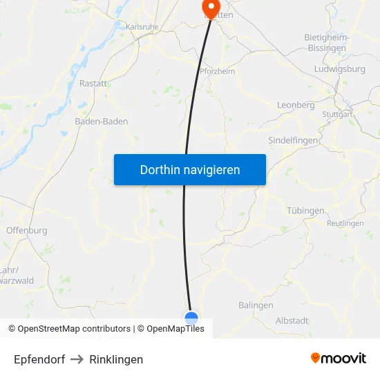 Epfendorf to Rinklingen map