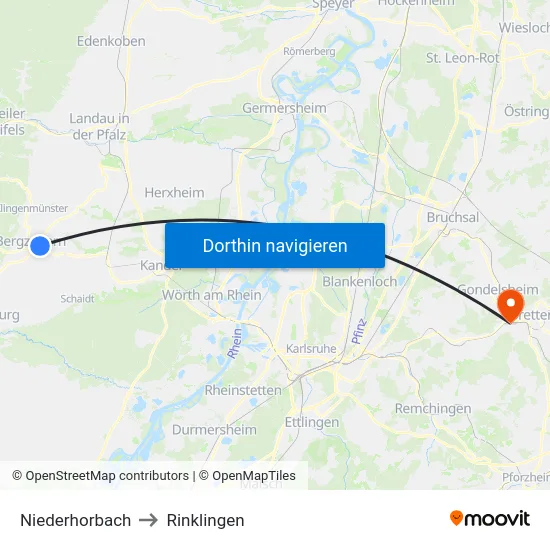 Niederhorbach to Rinklingen map