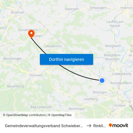 Gemeindeverwaltungsverband Schwieberdingen-Hemmingen to Rinklingen map