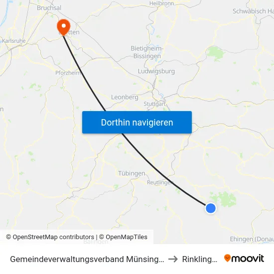 Gemeindeverwaltungsverband Münsingen to Rinklingen map