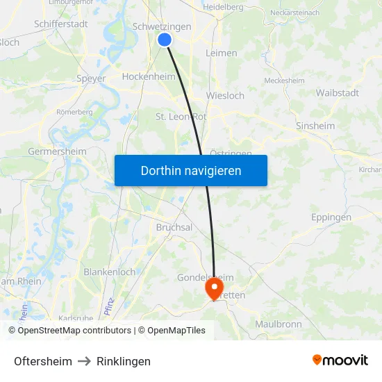 Oftersheim to Rinklingen map