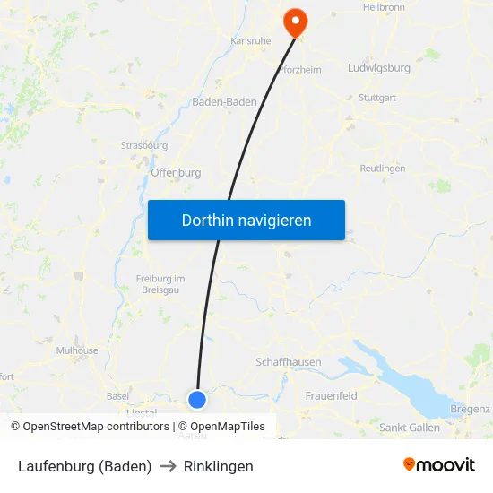 Laufenburg (Baden) to Rinklingen map