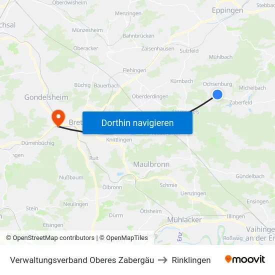 Verwaltungsverband Oberes Zabergäu to Rinklingen map