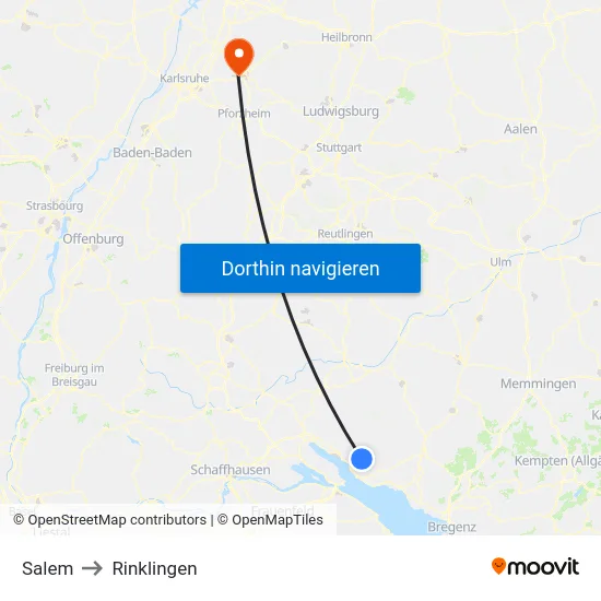 Salem to Rinklingen map