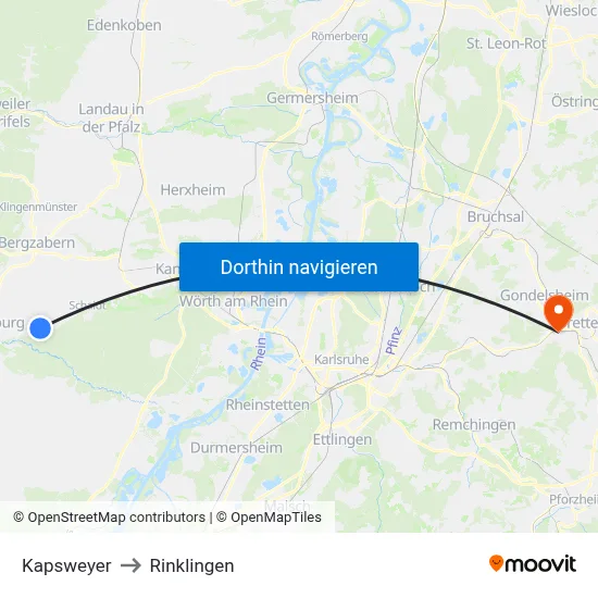 Kapsweyer to Rinklingen map