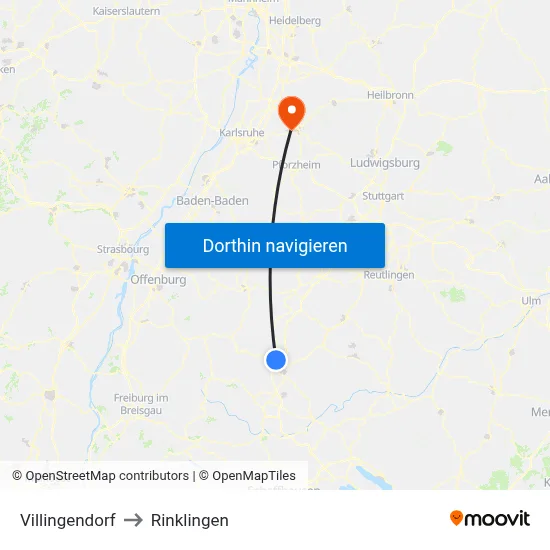 Villingendorf to Rinklingen map