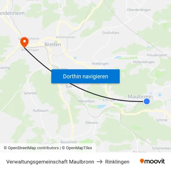 Verwaltungsgemeinschaft Maulbronn to Rinklingen map