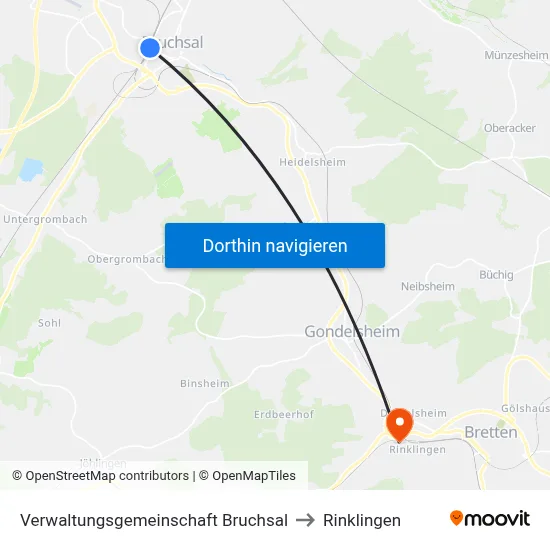 Verwaltungsgemeinschaft Bruchsal to Rinklingen map