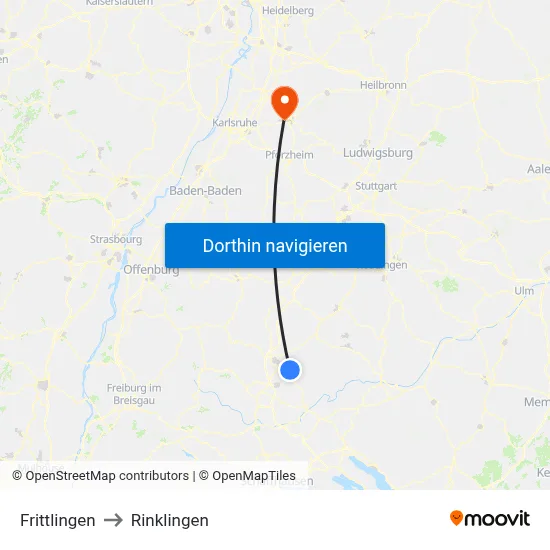 Frittlingen to Rinklingen map