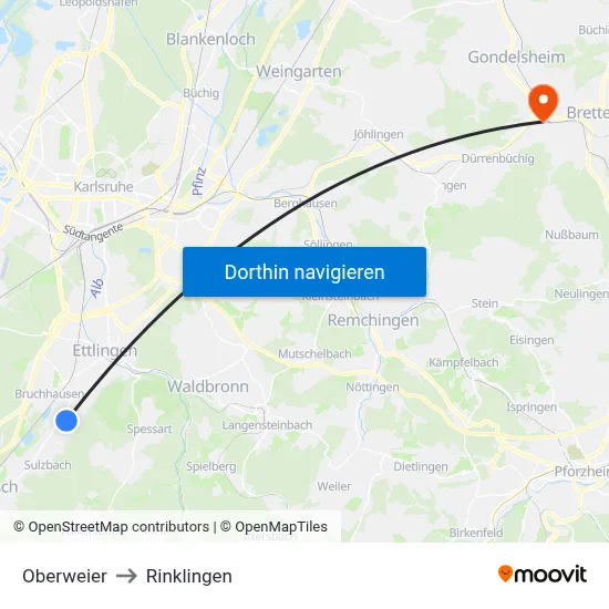 Oberweier to Rinklingen map