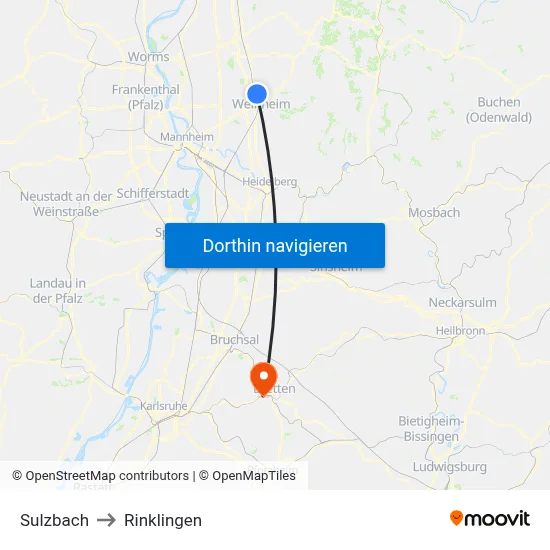 Sulzbach to Rinklingen map