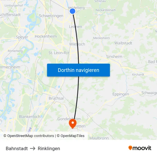 Bahnstadt to Rinklingen map