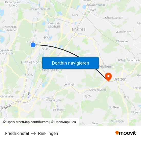 Friedrichstal to Rinklingen map