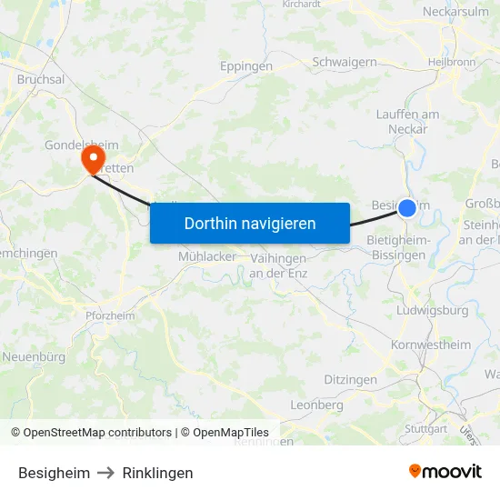 Besigheim to Rinklingen map