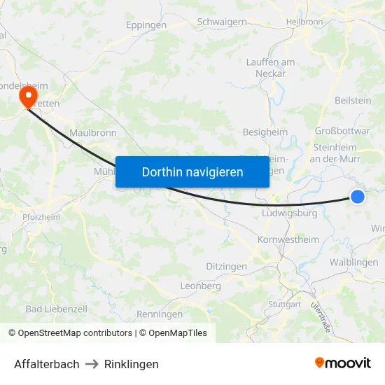 Affalterbach to Rinklingen map