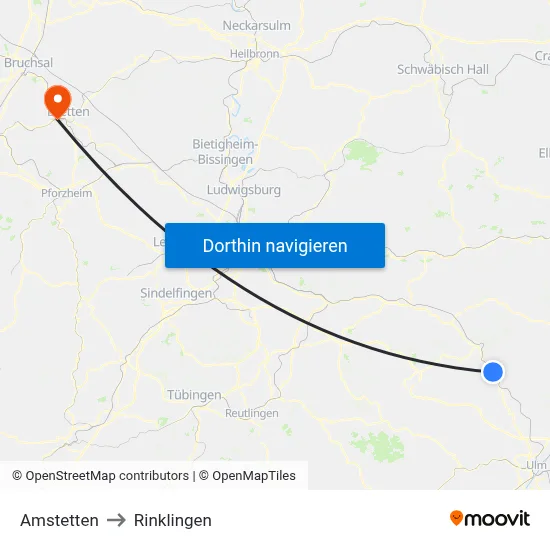 Amstetten to Rinklingen map