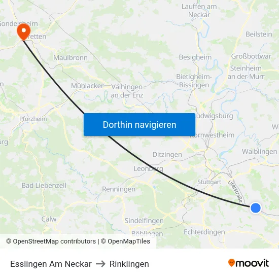 Esslingen Am Neckar to Rinklingen map