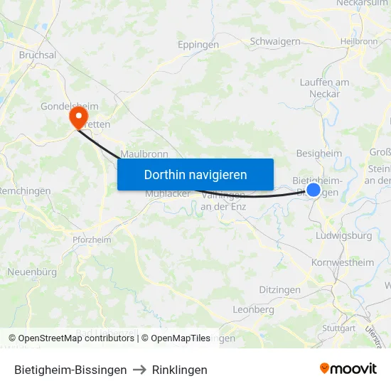 Bietigheim-Bissingen to Rinklingen map