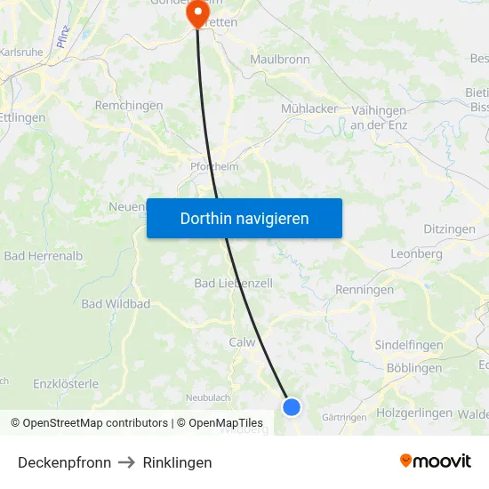 Deckenpfronn to Rinklingen map