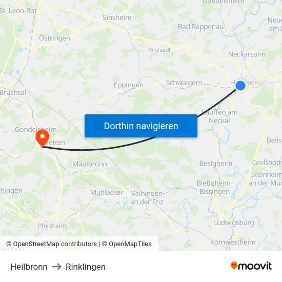 Heilbronn to Rinklingen map