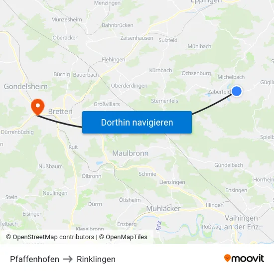 Pfaffenhofen to Rinklingen map