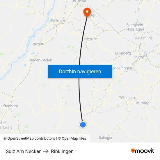 Sulz Am Neckar to Rinklingen map