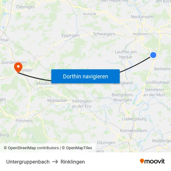 Untergruppenbach to Rinklingen map
