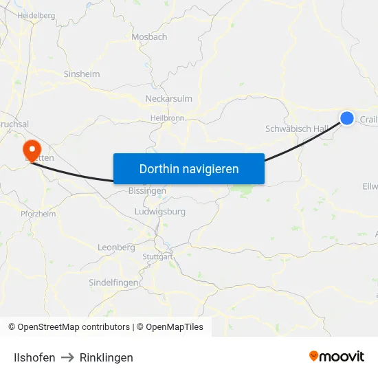 Ilshofen to Rinklingen map