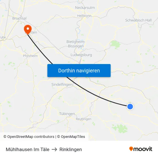 Mühlhausen Im Täle to Rinklingen map