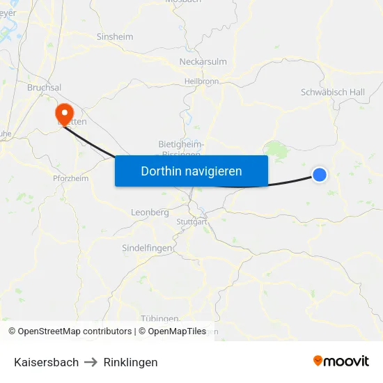 Kaisersbach to Rinklingen map