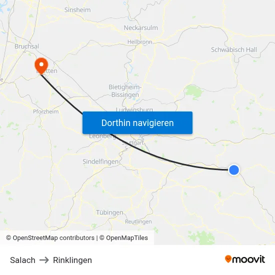 Salach to Rinklingen map