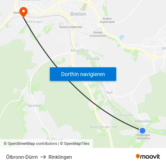 Ölbronn-Dürrn to Rinklingen map
