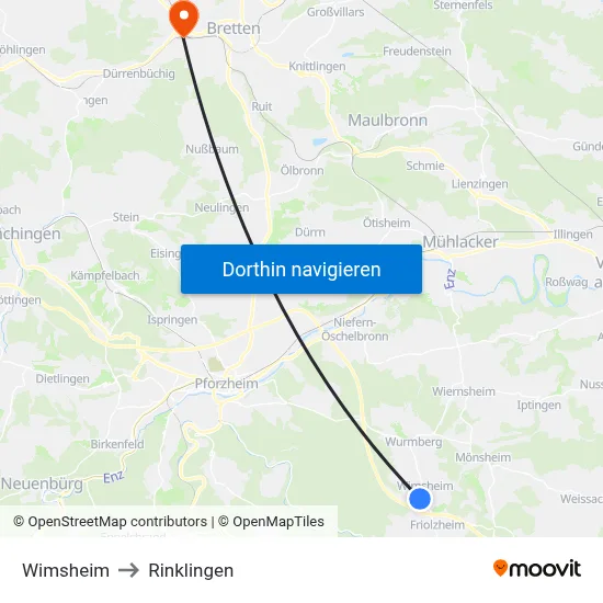 Wimsheim to Rinklingen map