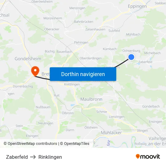 Zaberfeld to Rinklingen map
