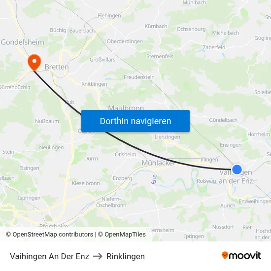 Vaihingen An Der Enz to Rinklingen map