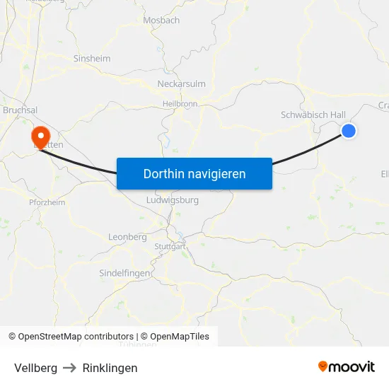Vellberg to Rinklingen map