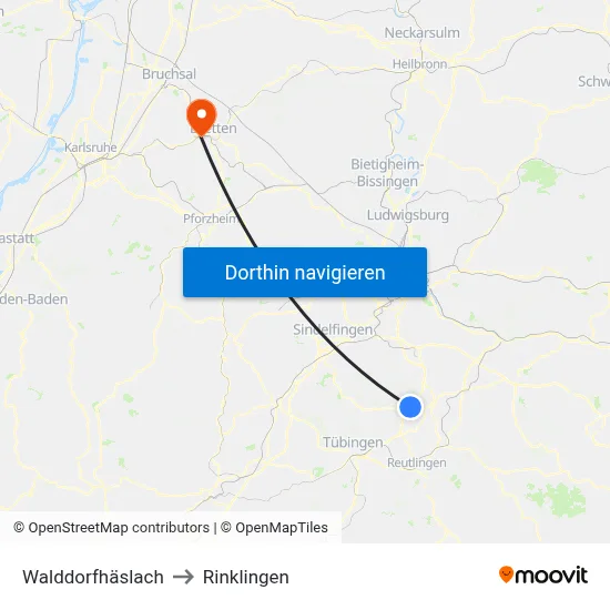 Walddorfhäslach to Rinklingen map