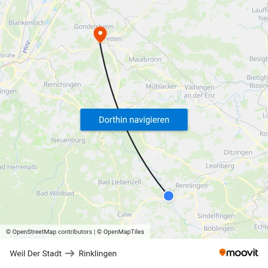Weil Der Stadt to Rinklingen map
