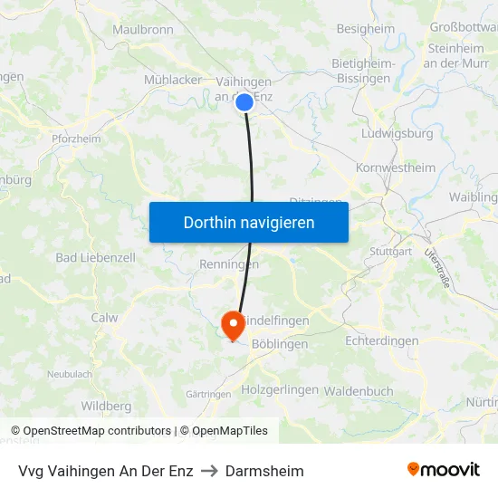Vvg Vaihingen An Der Enz to Darmsheim map