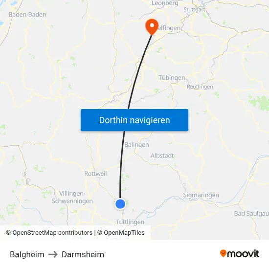 Balgheim to Darmsheim map