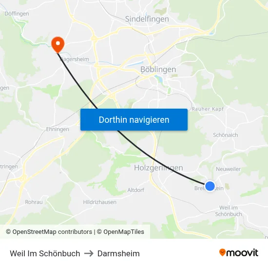 Weil Im Schönbuch to Darmsheim map