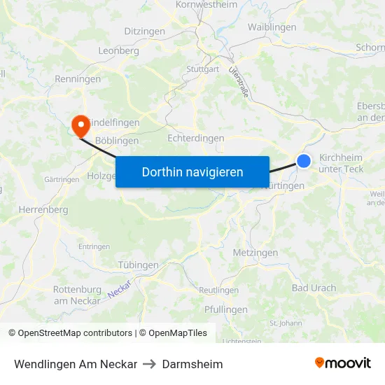 Wendlingen Am Neckar to Darmsheim map