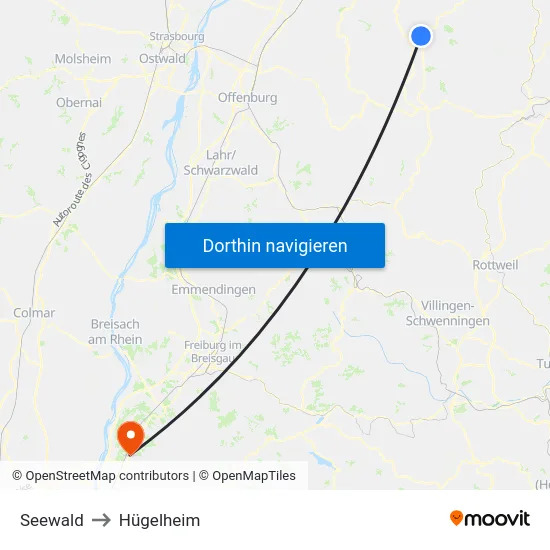 Seewald to Hügelheim map